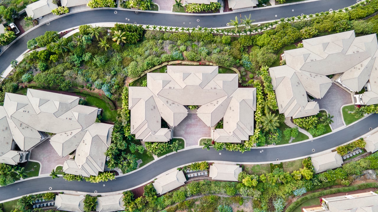 hoolei villas aerial zoomed in on building