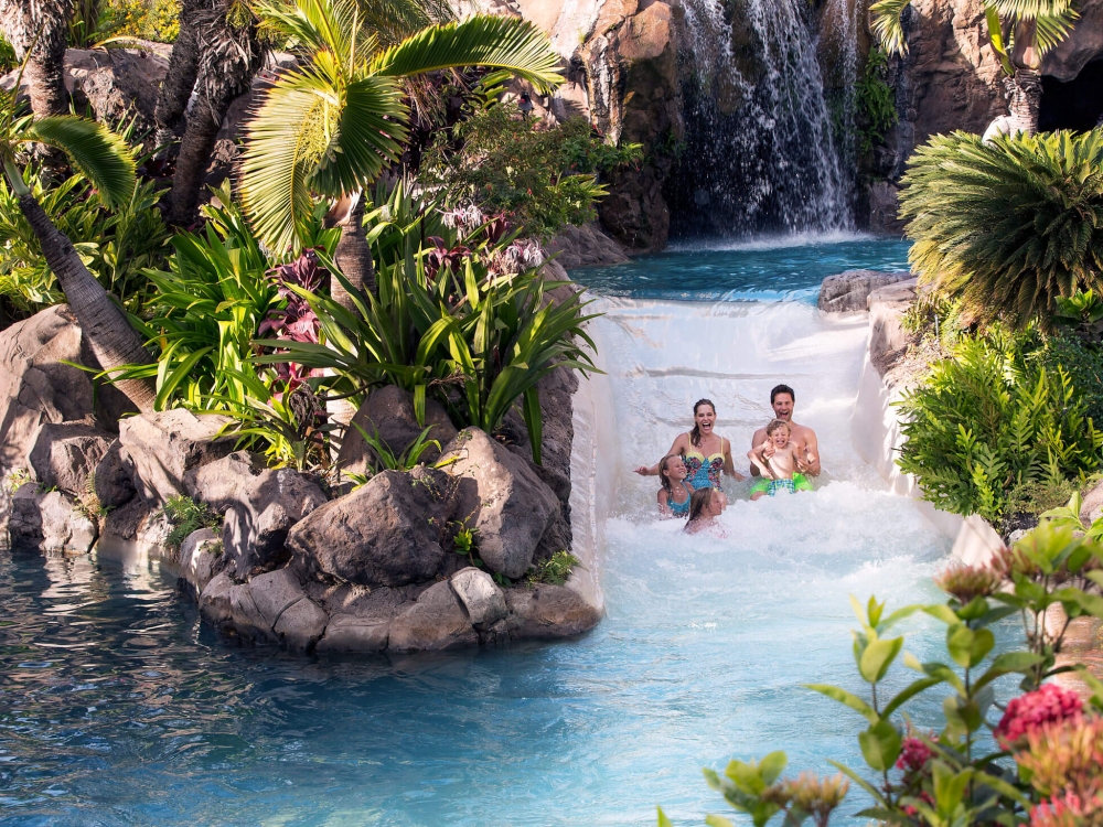 two people on the Wailea Canyon Activity pool