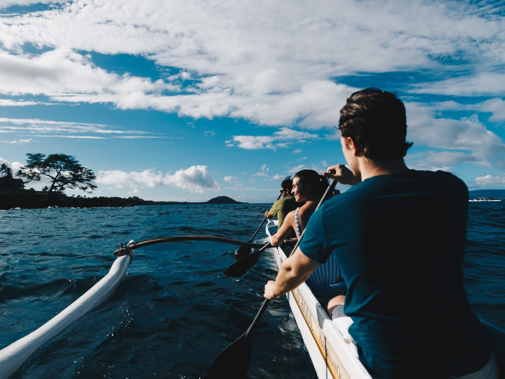 Outrigger canoe off of Wailea Beach