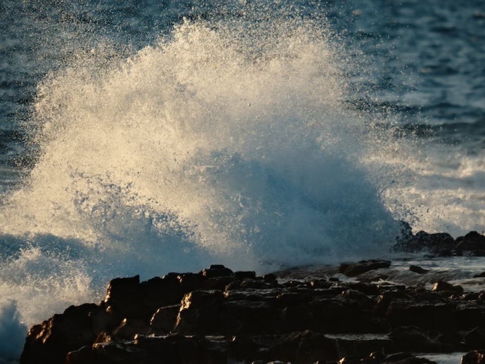Waves crashing on the rocks