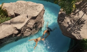 dad and daughter in pool