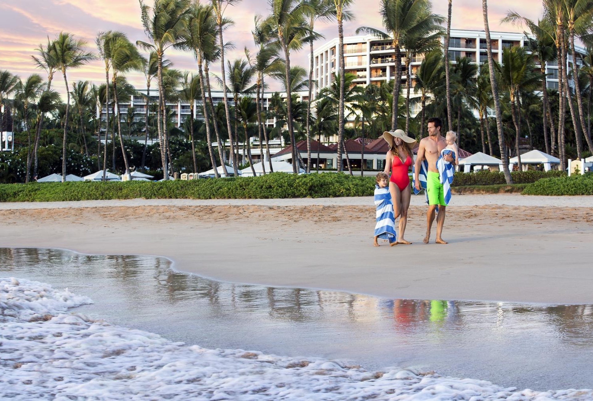 family on maui beach
