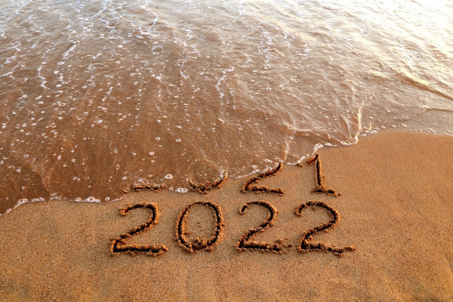 2022 written in beach